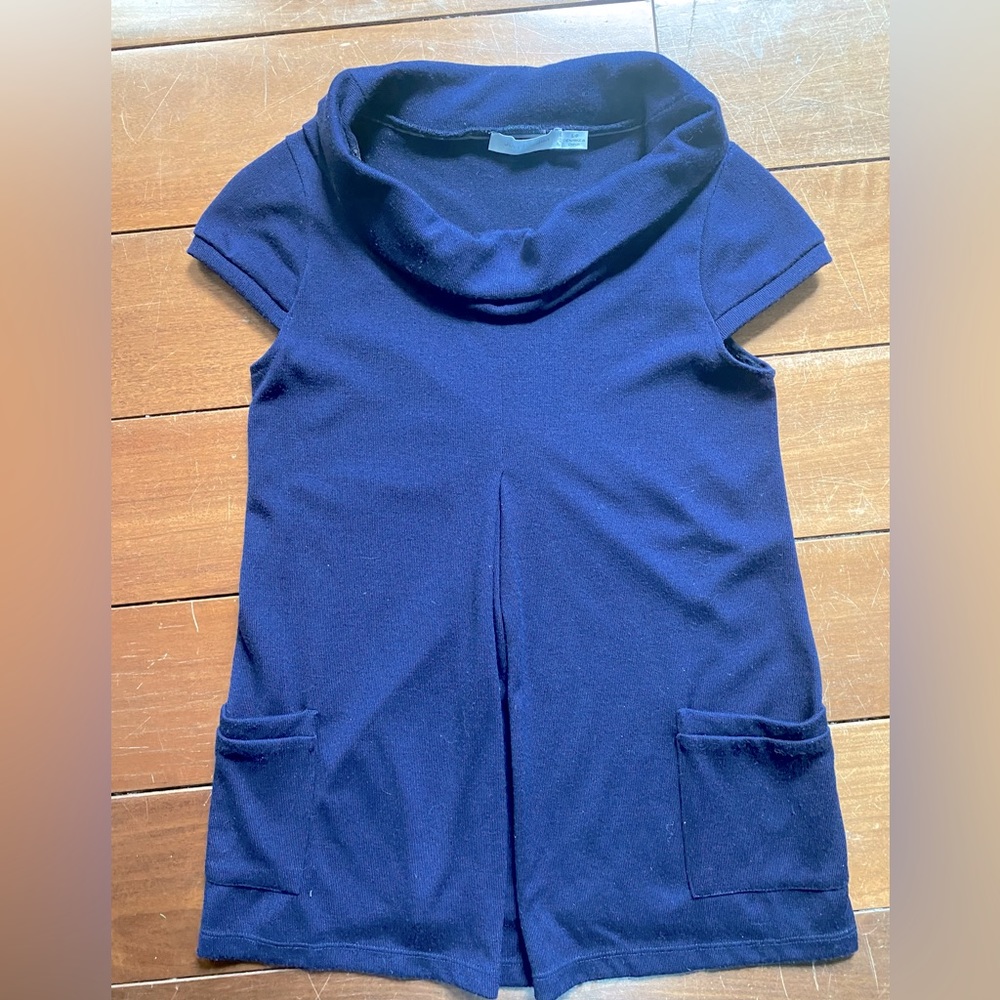 JULES & JIM Maternity Women's Blue Collared Short Sleeved Sweater
